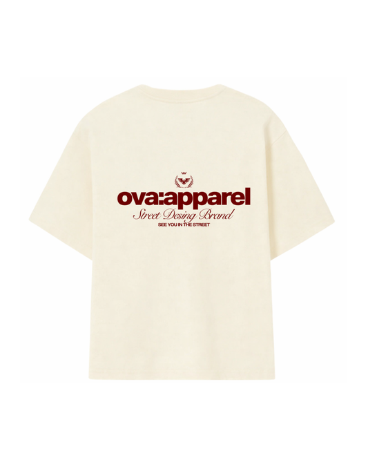 POLERA OVA APPAREL STREET DESIGN CREMA/BURDEO (PREVENTA)